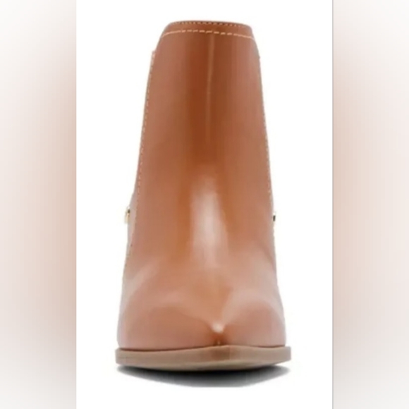 Liz Claiborne Womens Barrington Stacked Heel Booties honey ginger color - Picture 4 of 12